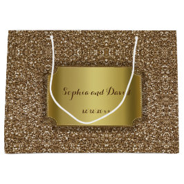 Hochzeitseinladungen | Gold Glitzer Custom Große Geschenktüte