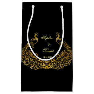 Hochzeitseinladungen Gold Peacock Black Fevor Ba Kleine Geschenktüte