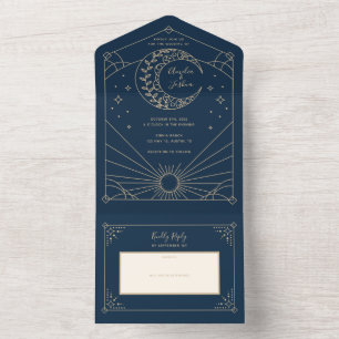 Hochzeitseinladungen im Stardust-Stil All In One Einladung