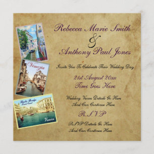 Hochzeitseinladungen im Vintage-Stil für Venedig Einladung