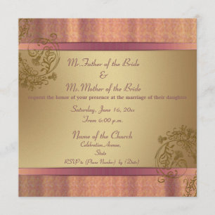 Hochzeitseinladungen in Gold und Rosa Einladung