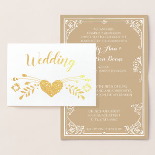 Hochzeitseinladungen mit Goldfilm Folienkarte