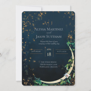 Hochzeitseinladungen mit Vintage-Mond und Sternen Einladung