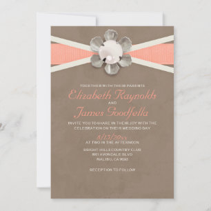 Hochzeitseinladungen mit Vintage-Spitze und Perlen Einladung