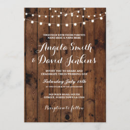 Hochzeitseinladungen Rustikale Elegante Holzleucht Einladung