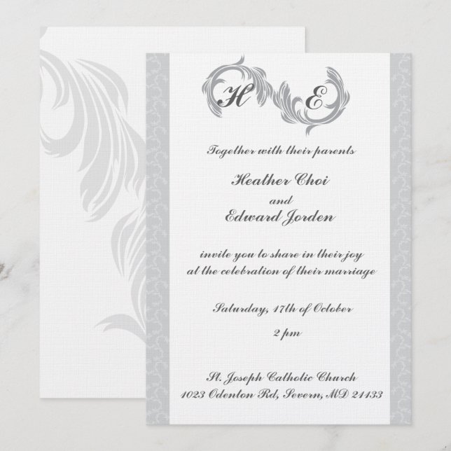 Hochzeitseinladungen Silver Einladung (Vorne/Hinten)