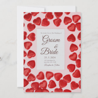 Hochzeitseinladungen voller roter Herzen Einladung