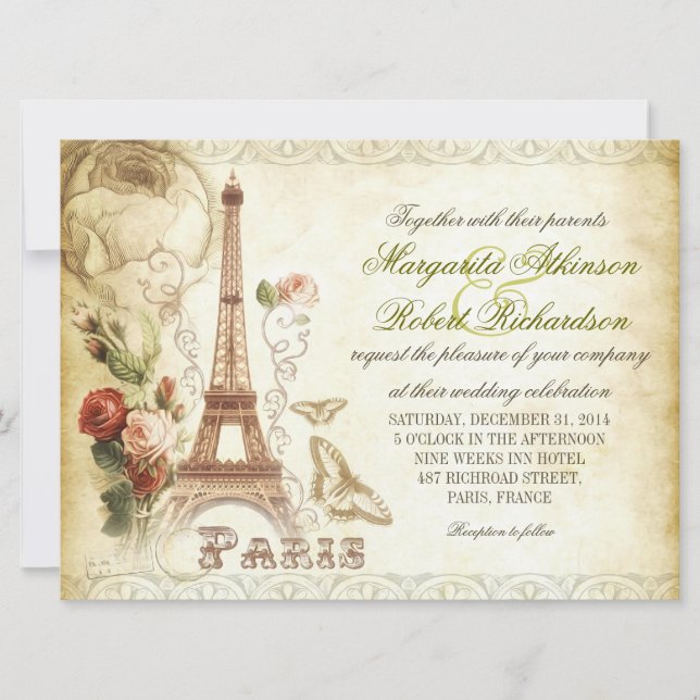 Hochzeitseinladungen von PARIS Einladung (Vorderseite)