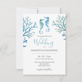 Hochzeitseinladungen zu einem Seepferd am Strand Einladung