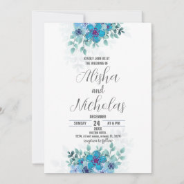 Hochzeitseinladungen zur Blue Green Blume Einladung