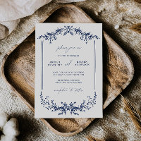 Hochzeitseinladungskarte Cottage im Marineblau