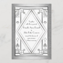 Hochzeitseinladungskarte, Great Gatsby, silber, we