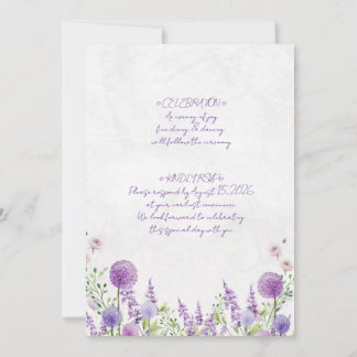 Hochzeitseinladungskarte lila Blumen Einladung