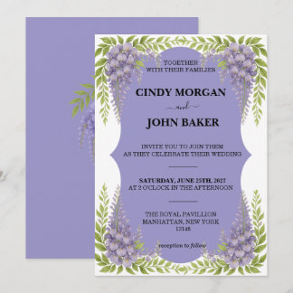 Hochzeitseinladungskarte mit Blumen - Wisterie Einladung