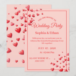 Hochzeitseinladungskarte mit editierbarem romantis einladung