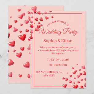 Hochzeitseinladungskarte mit editierbarem romantis einladung