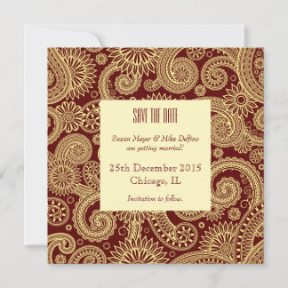 Hochzeitseinladungskarte Save the Date rot indisch Einladung