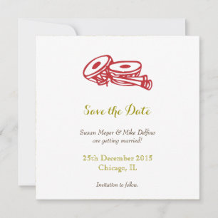 Hochzeitseinladungskarte Save-the-Date rote Gold Einladung
