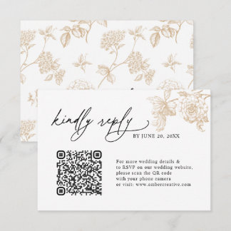 Hochzeitseinladungskarten mit Vintage-Gold-Blumen- RSVP Karte