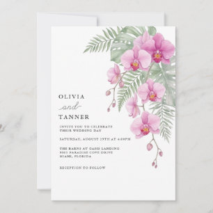 Hochzeitseinladungsvorlage mit rosa Orchidee Einladung