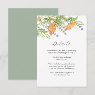 Hochzeitseinschlusskarten mit Wildblumen-Thema Begleitkarte