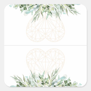 Hochzeitselegante Heart Foliage Divider Tabs Quadratischer Aufkleber