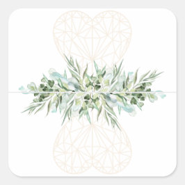 Hochzeitselegante Heart Foliage Divider Tabs Quadratischer Aufkleber