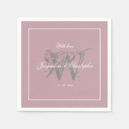 Hochzeitselegantes Monogram Chic Dusty Pink Paper Serviette