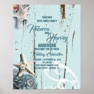 Hochzeitsempfang am Strand von Aqua Blue Poster