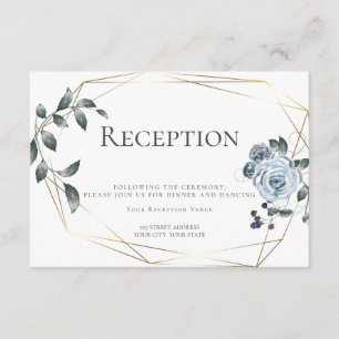 Hochzeitsempfang   Aquarellfarben, blau, floralbla Begleitkarte