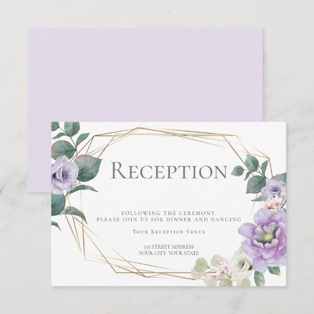 Hochzeitsempfang | Aquarelllavenor floral Einladung (Vorne/Hinten)