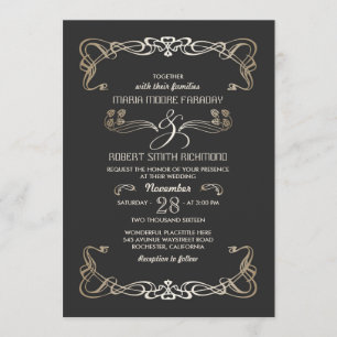 Hochzeitsempfang Art Deco Gold Einladung