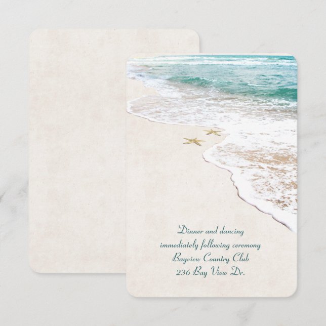 Hochzeitsempfang auf dem Strand Einladung (Vorne/Hinten)