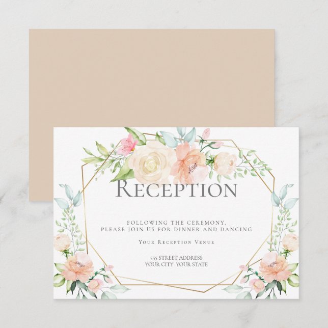 Hochzeitsempfang | Blume für Wasserfarben in den W Einladung (Vorne/Hinten)