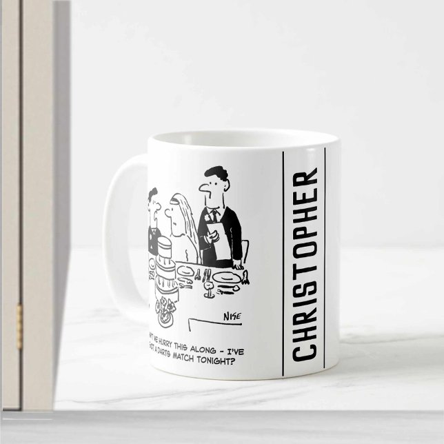 Hochzeitsempfang Bräutigam hat ein Darts Match Kaffeetasse (Von Creator hochgeladen)