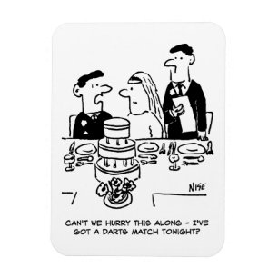 Hochzeitsempfang Bräutigam hat ein Darts Match Magnet