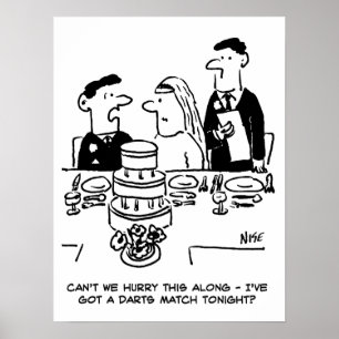 Hochzeitsempfang Bräutigam hat ein Darts Match Poster