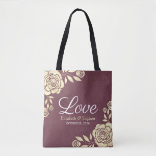 Hochzeitsempfang Chic Gold Rose Burgundy Red