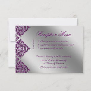 Hochzeitsempfang Damask Lila Silberpfeiler RSVP Karte