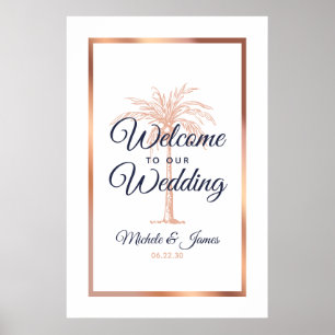 Hochzeitsempfang der Rose Gold Palm Tree Poster