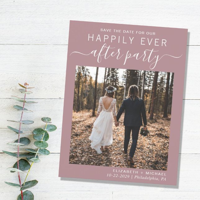 Hochzeitsempfang Dusty Rose Save the Date Ankündigungspostkarte (Von Creator hochgeladen)