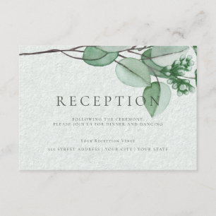 Hochzeitsempfang   Elegant Watercolor Eucalyptus Begleitkarte