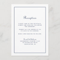 Hochzeitsempfang Elegantes Skript Navy Blue Classi