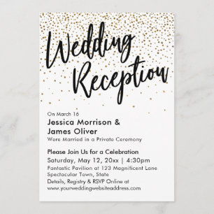 Hochzeitsempfang, falscher goldener Glitterkonfett Einladung