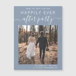 Hochzeitsempfang Foto Dusty Blue Save the Date Magnetkarte