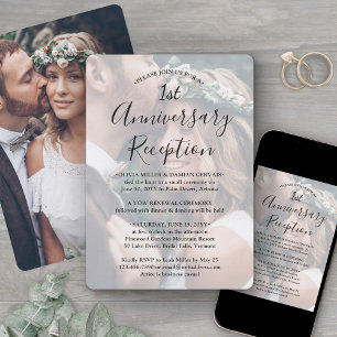 Hochzeitsempfang-Foto-Overlay für den ersten Jahre Einladung