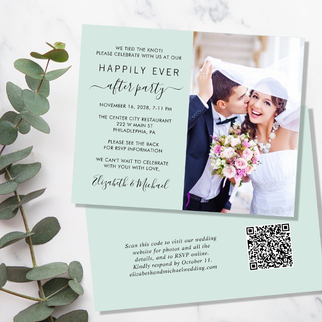 Hochzeitsempfang Foto QR Code Minze Einladung (Von Creator hochgeladen)