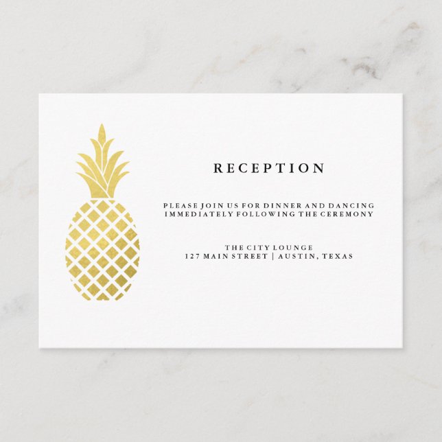 Hochzeitsempfang für Ananas Begleitkarte (Vorderseite)