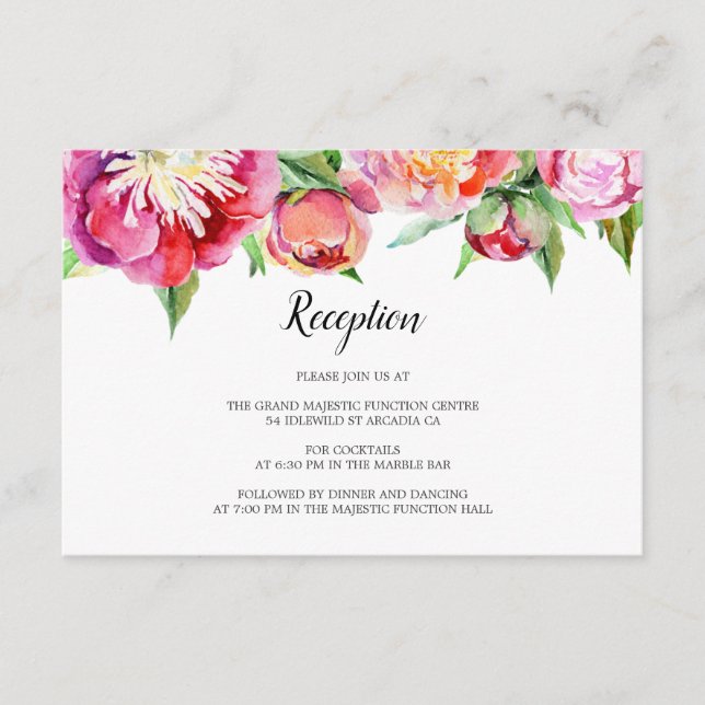 Hochzeitsempfang für Blumenkorallen Begleitkarte (Vorderseite)