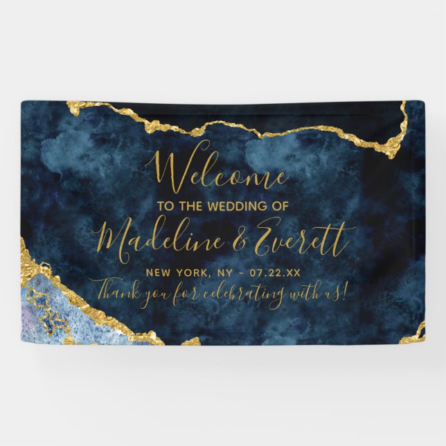 Hochzeitsempfang für die Hochzeit von Navy Blue Go Banner (Horizontal)